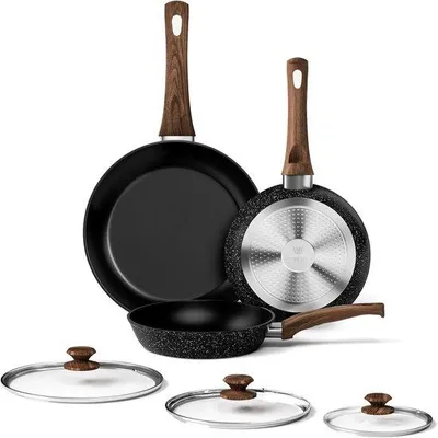 Produktbild von Induktionsfähige Antihaft-Pfannenset 3-teilig schwarz Aluminium 20-28cm