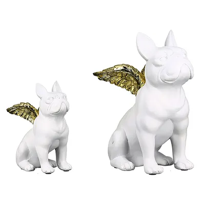 Zdjęcie produktu dla Gilde Figur, Bulldogge, "Flying Bulli", Kunstharz, weiß, VE 2, L. 20 cm, B. 14 cm, H. 25 cm 89333 4001250893332
