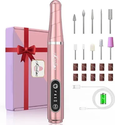 Produktbild von Unyqoos® Kabellose wiederaufladbare elektrische Nagelfräse – 20.000 U/min, Pediküre-Set mit 10 Bits für Nagelhaut, Shellac & Acrylgel, ideal für Anfänger