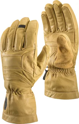 Skihandschuhe "Kingpin Gloves" von Black Diamond in gelber Farbe mit verstärktem Handflächenbereich.