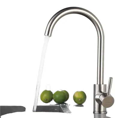 Zdjęcie produktu dla Bateria umywalkowa, stal nierdzewna 304, obrót o 360°, srebrna, stal nierdzewna
