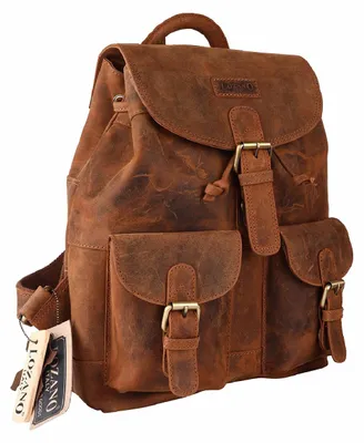 Produktbild von Leder Rucksack Laptop-Tasche Retro Segeltuch Vintage Daypack Lozano