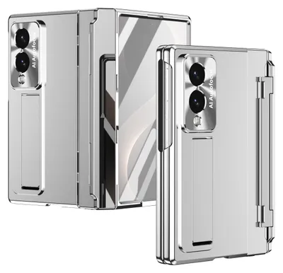 Obrázek produktu pro Pouzdro na Samsung Galaxy Z Fold 8 s ochranou displeje a objektivu, galvanizované pouzdro se stojánkem Stříbro