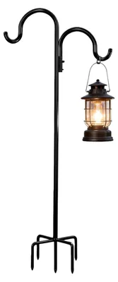 Produktbild von Schäferhaken 193cm mit Doppelhaken und 5-Zinken-Basis, Schmiedeeisen, Schwarz