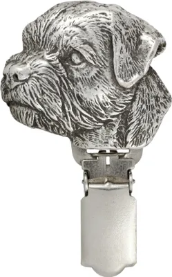 Produktbild von Border Terrier - Brosche mit Clip, Startnummernhalter, versilberte Anstecknadel für Hundeausstellungen der Marke Art-Dog