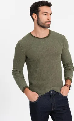 Obrázek produktu pro Ombre Clothing Pánský klasický svetr Leone olivová M
