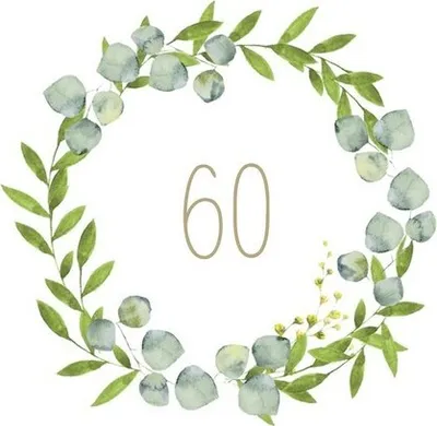 Produktbild von 20 Servietten Birthday 60 - Goldene 60 im Kranz 33x33cm