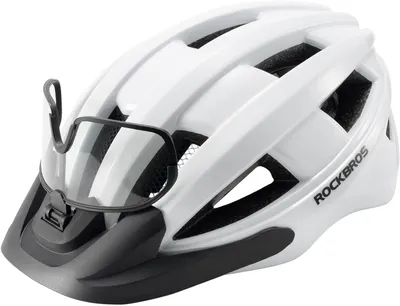 Produktbild von ROCKBROS Fahrradhelm mit Visier Integrierter Radhelm Sicherheitshelm für MTB 55-61cm Weiß