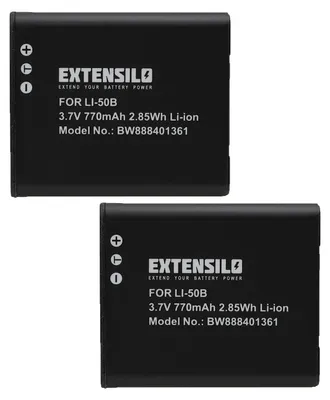 Produktbild von EXTENSILO 2x Akku kompatibel mit Ricoh WG-5 GPS, WG-7, WG-80, WG-4 GPS, WG-4, WG-6, WG-70, WG-60 Kamera (770 mAh, 3,7 V, Li-Ion)