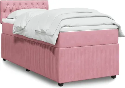Produktbild von Design Boxspringbett mit Matratze Rosa 80x200 cm Samt, Klassische Betten 2024 Neu