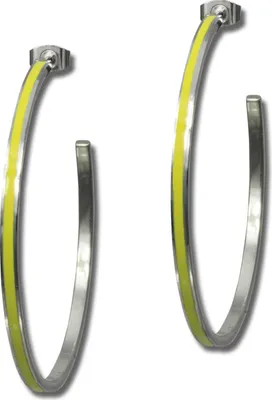 Image de Amello Boucles d'oreilles en acier inoxydable pour femmes couleur acier vernis émaillé jaune ESOG02Y