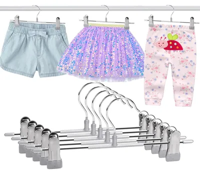 Kinderkleiderbügel mit Clips, 25 cm, 20 Stück, rutschfest, platzsparend