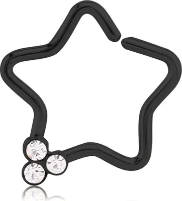 Produktbild von viva-adorno Knorpel Piercing Stern Kristall Ohrpiercing Helix Cartilage Tragus 316L Chirurgenstahl verschiedene Farben Z490,Stern 3x schwarz / klar