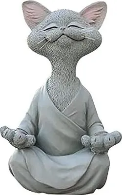 Produktbild von Katzenfigur, Meditations-Yoga-Katze, Zen-Katze in entspannter Pose, Skulptur für die Gartendekoration, Geschenk für Katzenliebhaber (Ash)