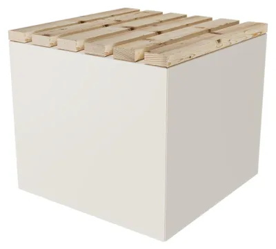Produktbild von Garten Sitzwürfel Sitzhocker Sitzbox Sitzbank mit Stauraum aus Stahl & Lärche 50 x 45 x 50