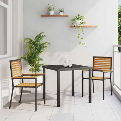 Produktbild von "im Angebot" Garten Stapelstühle 2 pcs - Gartensessel - Esstischstuhl - Braun und Schwarz - Stapelsessel CC18927