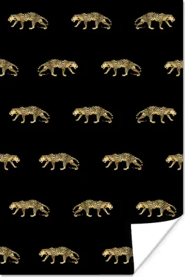 Produktbild von MuchoWow® Poster Panther - Muster - Gold 120x180 cm - Kunstposter