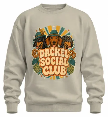 Produktbild von Dackel Social Club   Trachtenshirt Lederhose Wiesn Sweatshirt Pullover, Natur, L