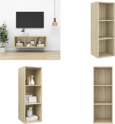 Imagen del producto de vidaXL Mueble de TV para pared, roble Sonoma, 37x37x107 cm, material de madera - Mueble de TV - Muebles de TV - Mueble de TV suspendido - Muebles de TV suspendidos