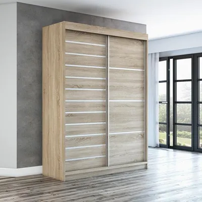 Produktbild von Schwebetürenschrank, 2-türig Schrank! Moderne Garderobe für Kleidung. Verschiedene Farben (Weiß, Schwarz, Somona) Kleiderschrank COLIN 160 cm
