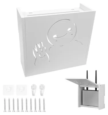 Produktbild von Router-Aufbewahrungsbox, Router-Box, Wand-WLAN-Box 22 x 20 x 8,5 cm, WLAN-Regal zum Verstecken von Kabeln und Router-Anschlüssen, weiße WLAN-Box