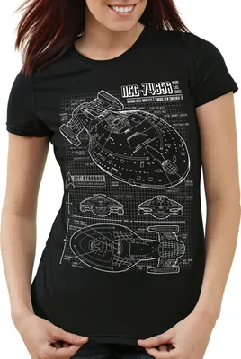 Produktbild von style3 NCC-74656 Voyager T-Shirt Damen trek trekkie blaupause, Farbe:Schwarz, Größe:S