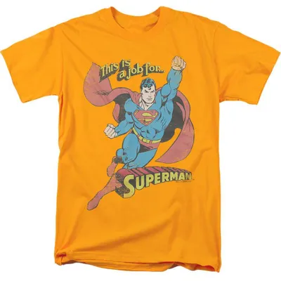 Image de T-shirt Superman - "On The Job" - Unie, pour hommes et femmes, modèle TV39260 (3XL), couleur or