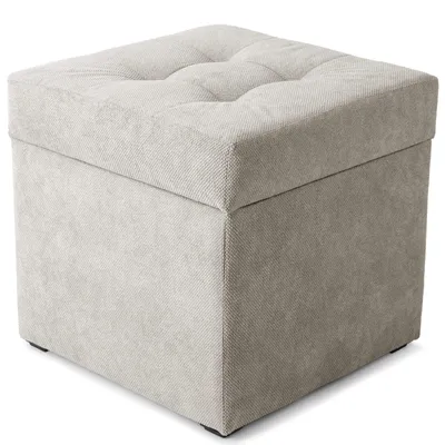 Produktbild von MG Design Polsterhocker Grau 45x45 cm - Stauraum 50L, bis 300 kg, stabil & pflegeleicht, für Wohnzimmer, Schlafzimmer & Flur