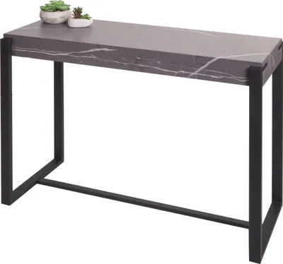 Obrázek produktu pro Konzolový stolek HWC-L53, telefonní stolek pracovní stolek odkládací stolek, kov 81x100x40cm  mramorový vzhled šedý