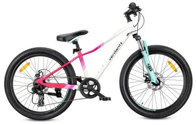 Produktbild von Mountainbike 24 Zoll MTB Shimano 7 Gänge Federung Scheibenbremsen Ständer Verdant Calix schwarz-gelb weiß rosa mint