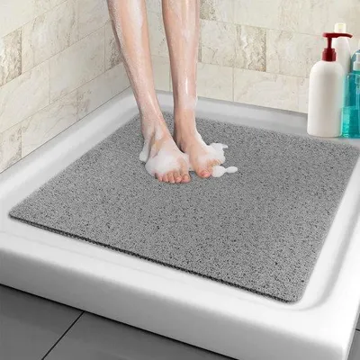 Produktbild von Famanu Duschmatte Antirutsch 60 x 60 cm - Grau, mit Abflusslöchern