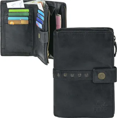 Produktbild von Bear Design Portemonnaie Damen Geldbörse Leder 10x15cm Geldbeutel Cow Lavato schwarz CL15087-black