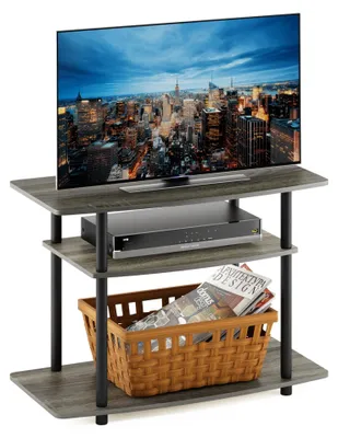 Zdjęcie produktu dla Szafka RTV Furinno z 3 półkami, wykonana z drewna, w kolorze dąb szary/czarny, wymiary: 40,13 x