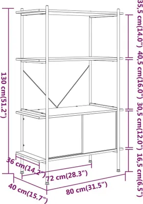 Zdjęcie produktu dla VidaXL 336353, Czarny, Brązowy, Stal, Drewno, 15 kg, 50 kg, 800 mm