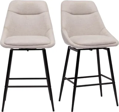 Produktbild von Miliboo - Drehbare Barhocker 360° aus Stoff in Samtoptik beige und Metall H66 cm (2er-Set) ALESS