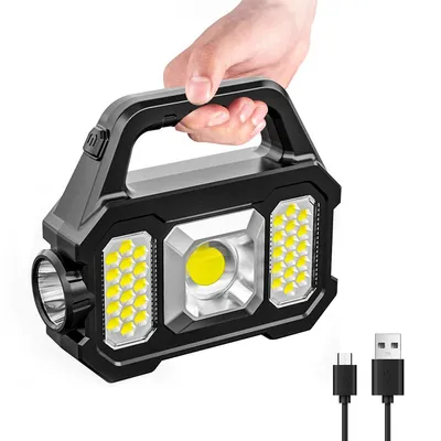 Produktbild von Solar LED Taschenlampe wiederaufladbar USB & Solar 1000LM 6 Modi Camping Handlampe Outdoor Arbeitslicht Notfall tragbar