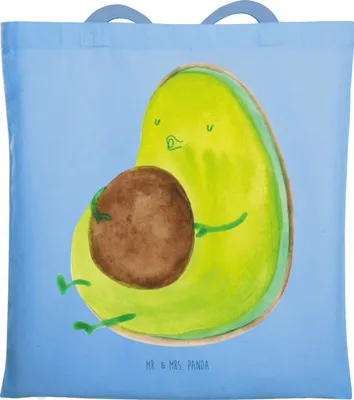 Produktbild von Mr. & Mrs. Panda Shopping Tasche Avocado Pfeifen - Sky Blue - Geschenk, Schultasche, Abnehmen, Tote Bag, Jutebeutel, dokumententasche, Schwanger, Diät