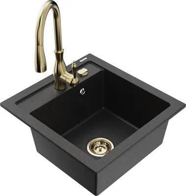 Produktbild von Mexen Vito 1-Becken-Granit-Spüle mit Mischbatterie Savita, Schwarz/Silbermetallic - 6503-73-672601-50
