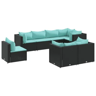 Produktbild von vidaXL 8-tlg. Garten-Lounge-Set mit Kissen Schwarz Poly Rattan