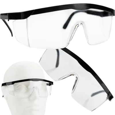 Produktbild von Schutzbrille Arbeitsbrille Sicherheitsbrille mit Seitenschutz verstellbare Bügel klare Gläser leicht schwarz