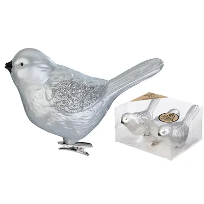 Produktbild von Christbaumschmuck Kunststoff Vögel auf Clip 3er Set Winter Silver