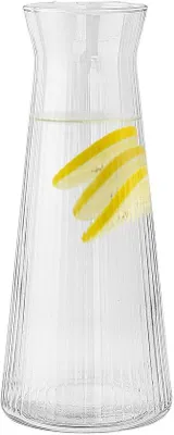 Produktbild von Transparanter 1-Liter-Glaswasserflasche mit geribbeltem Glas