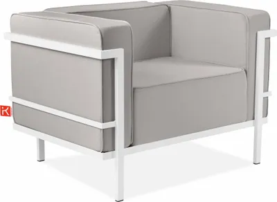 Produktbild von KONSIMO GARTENSESSEL Stahlgestell "TRIGLO" Weiß/Hellgrau, Stahl/Polyester/Schaumstoff, Modern, 99x70x69 cm