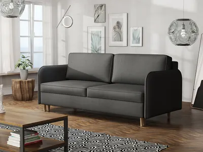 Produktbild von MIRJAN24 Schlafsofa Maco, Polstersofa mit Schlaffunktion und Bettkasten, Wohnzimmersofa vom Hersteller, Holzfüße (Farbe: Mono 247)