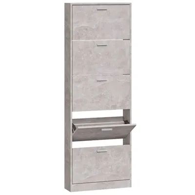 Image de vidaXL Armoire à chaussures gris béton 59x17x169 cm Bois composite