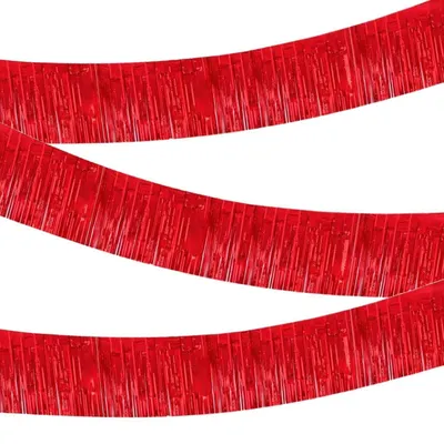 Produktbild von Lametta Girlande Fransenvorhang Folie Rot 3 Stück 305 cm