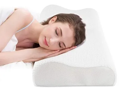 Image de Coussin ergonomique Unyqoos® pour le cou, à hauteur réglable, en mousse à mémoire de forme qui soulage la pression, avec une housse en Lyocell respirante et amovible