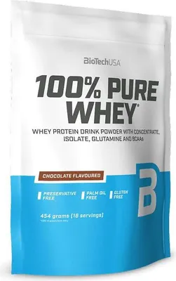 Image de Whey protéine - Biotech USA - 100% PURE WHEY (454G) - Saveur Chocolat