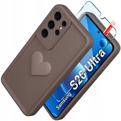Produktbild von Silikonhülle für Samsung S26 Ultra, matt, Herzmotiv + 9H-Displayschutzfolie