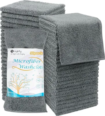 Produktbild von Orighty Mikrofaser Waschlappen Handtuch Set super saugfähig weich Fingerspitzen Handtücher 30,5 x 30,5 cm Grau